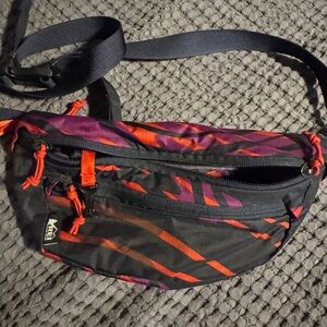 REI Black and Purple Belt Bag with Red Accents